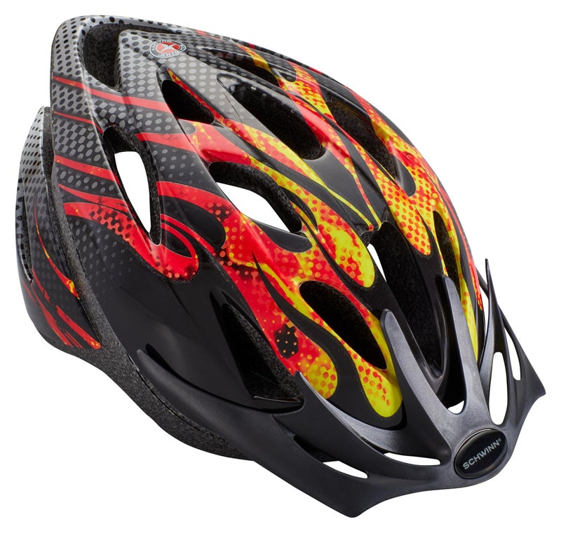 Schwinn Thrasher Kids Bike Helmet, Boys And Girls, Fits 50 - 54cm Circumference, Ages 5-8 Year Olds, Lightweight, Detachable Visor, CPSC Safety Certified, Child, Flames - Image 1